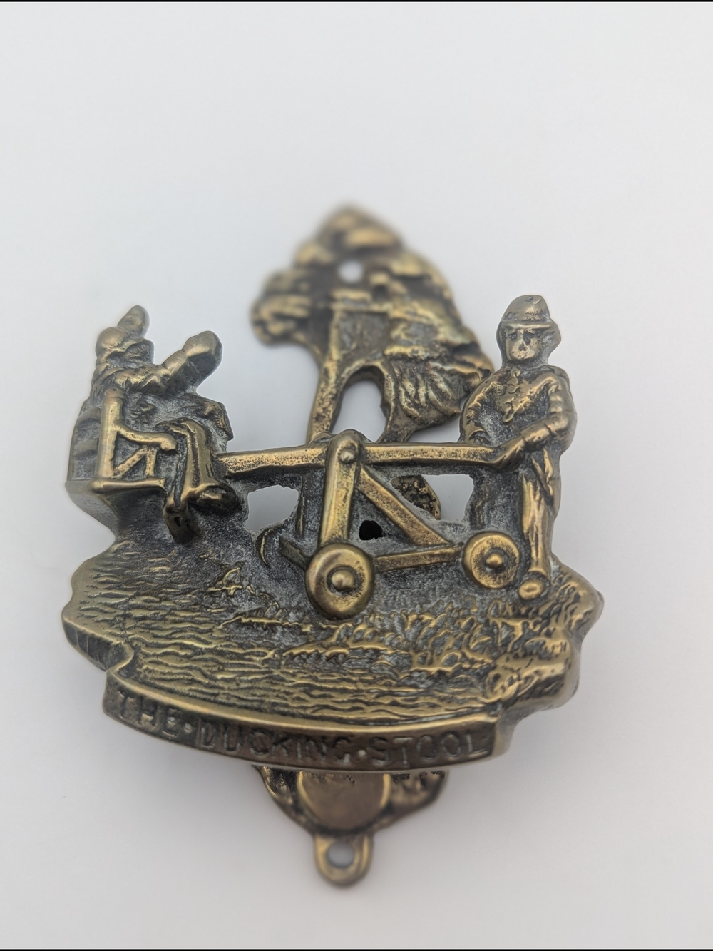 Vintage Gold And Black Brass Dunkin Stool Door Knocker